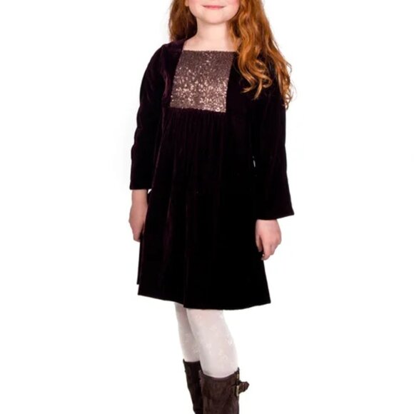 Zara Girls velvet dress with gold sequin Size: 13/14 - Picture 2 of 8